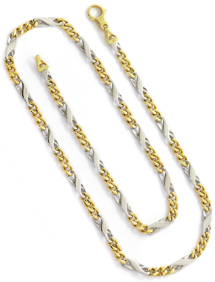 Foto 3 - Dollar Figaro Halskette, 51cm in 14K Gelbgold-Weißgold, K2667