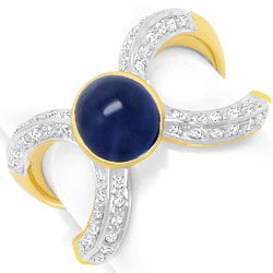 Foto 1 - Designer-Brillant-Diamant-Ring, Spitzen Saphir Gelbgold, S4497