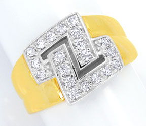 Foto 1 - Moderner Diamant-Ring, massiv Gelbgold-Weißgold, S6133
