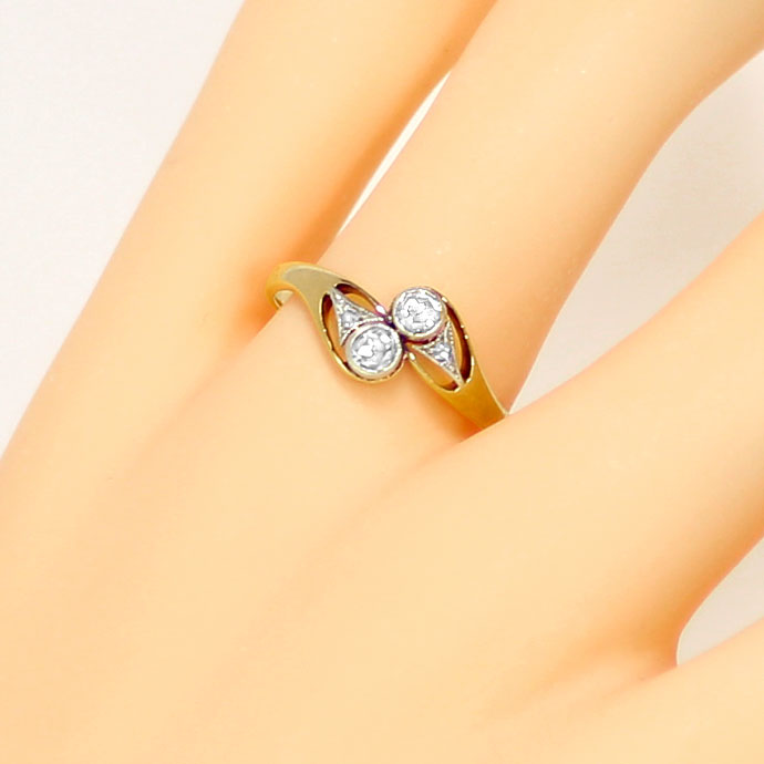 Foto 5 - Feiner Jugendstil Ring mit 0,26ct Diamanten Platin-Gold, S9160